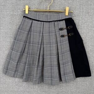 Axes Femme Plaid Pleated Skirt Womens M Gray Lolita Buckle Dark Academia Preppy
